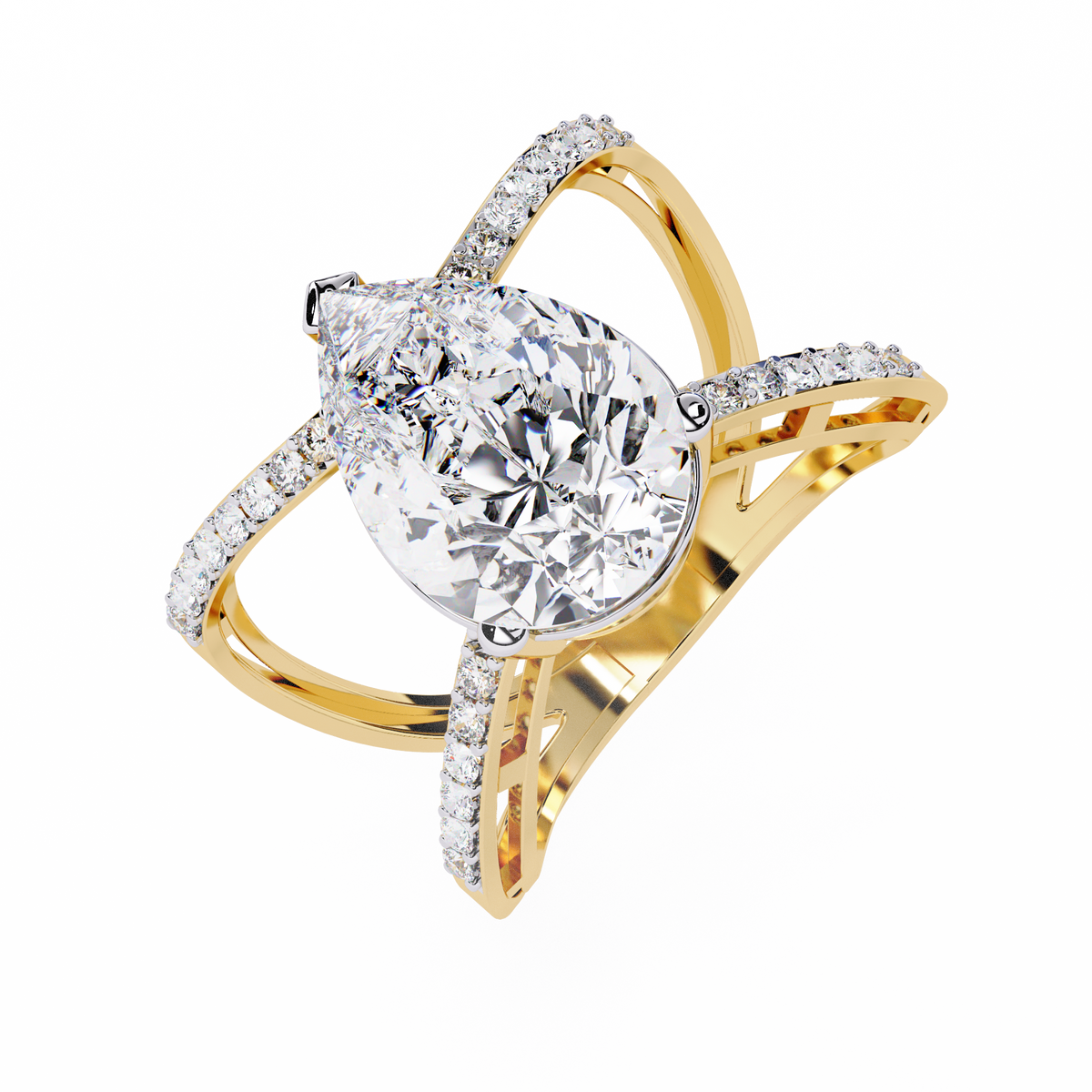 Vintage 4.62Ct Pear And Round Cut Lab Grown Diamond 14k Solid Rose Gold Wedding Ring For Her - HIGHCARAT DIAMONDS