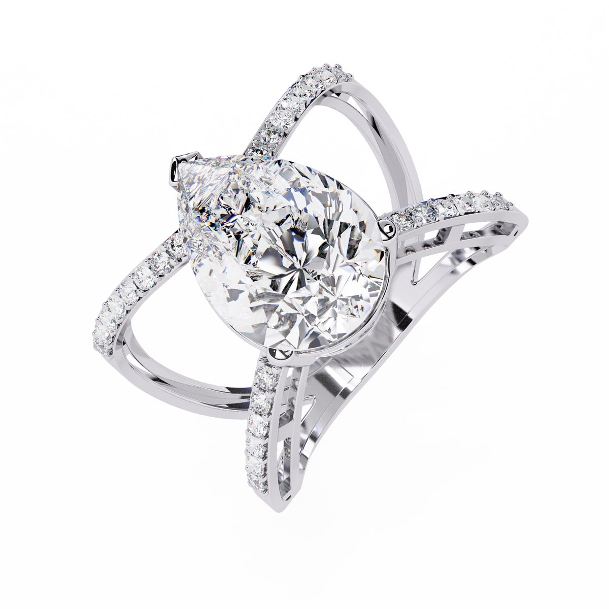 Vintage 4.62Ct Pear And Round Cut Lab Grown Diamond 14k Solid Rose Gold Wedding Ring For Her - HIGHCARAT DIAMONDS