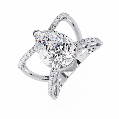 Vintage 4.62Ct Pear And Round Cut Lab Grown Diamond 14k Solid Rose Gold Wedding Ring For Her - HIGHCARAT DIAMONDS