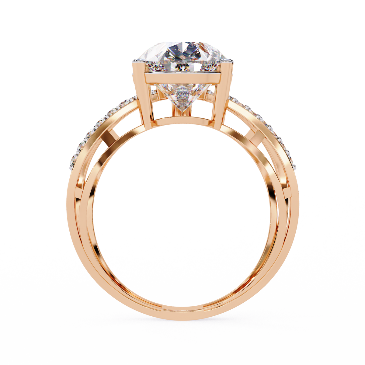 Vintage 4.62Ct Pear And Round Cut Lab Grown Diamond 14k Solid Rose Gold Wedding Ring For Her - HIGHCARAT DIAMONDS