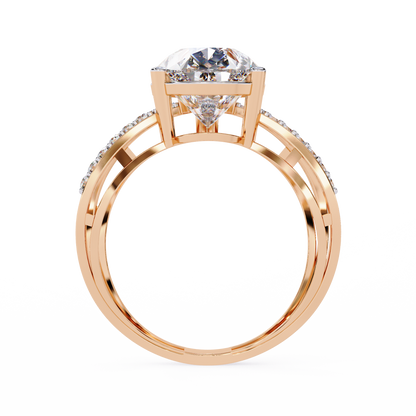 Vintage 4.62Ct Pear And Round Cut Lab Grown Diamond 14k Solid Rose Gold Wedding Ring For Her - HIGHCARAT DIAMONDS
