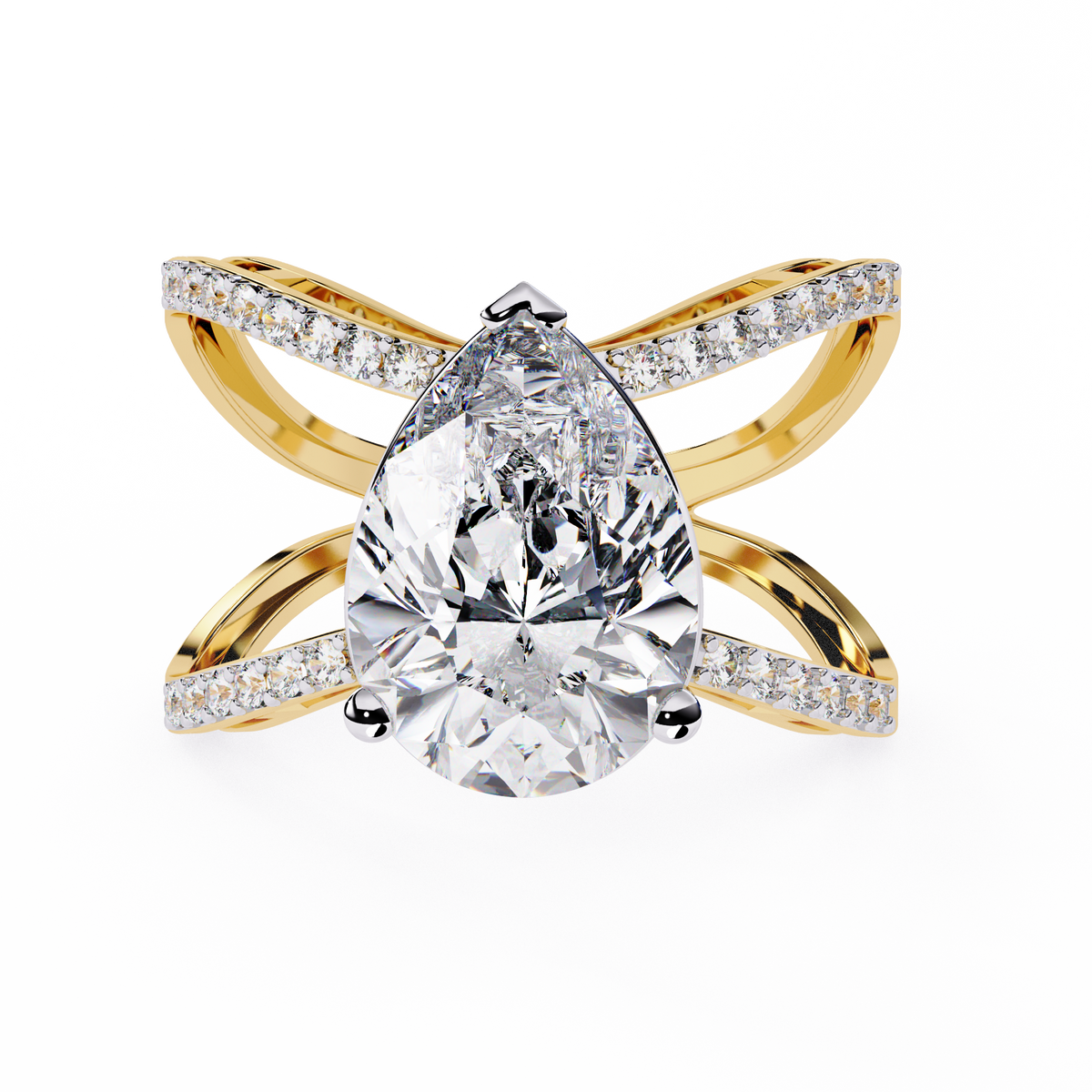Vintage 4.62Ct Pear And Round Cut Lab Grown Diamond 14k Solid Rose Gold Wedding Ring For Her - HIGHCARAT DIAMONDS