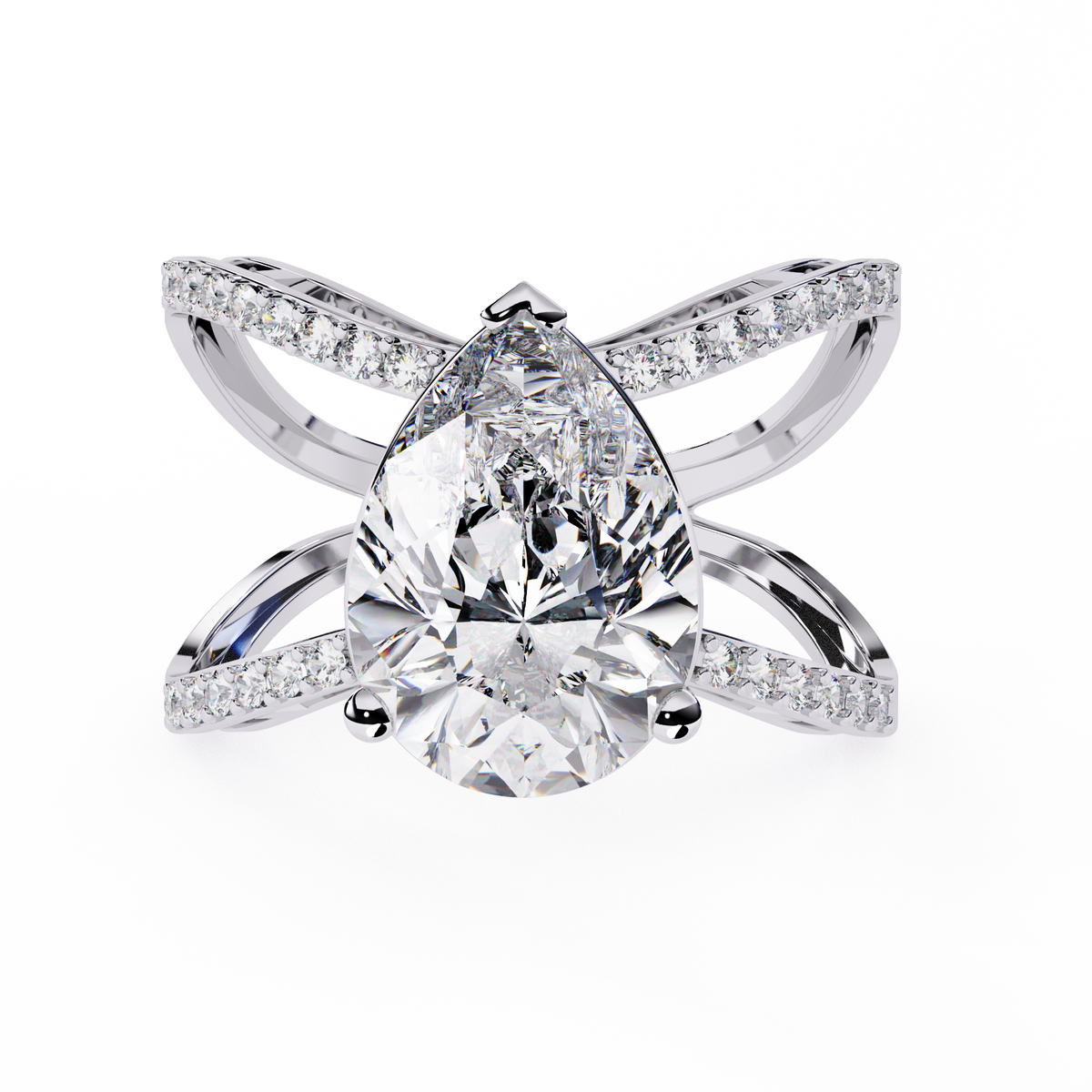 Vintage 4.62Ct Pear And Round Cut Lab Grown Diamond 14k Solid Rose Gold Wedding Ring For Her - HIGHCARAT DIAMONDS