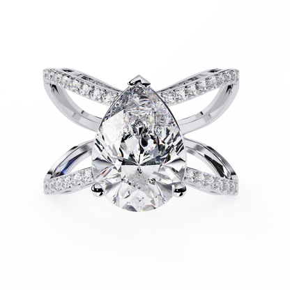 Vintage 4.62Ct Pear And Round Cut Lab Grown Diamond 14k Solid Rose Gold Wedding Ring For Her - HIGHCARAT DIAMONDS