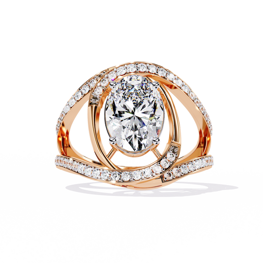 Vintage 7.78Ct Oval and Round Cut White Colorless Diamond  Double Accented Elegant Party Wear Ring for Her - HIGHCARAT DIAMONDS