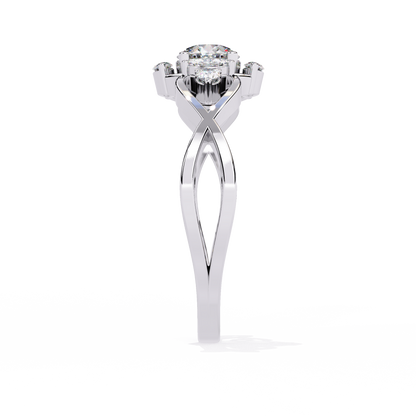 Vintage Marquise and Round Cut Diamond Unique Twisted Halo Style Dainty Cluster Proposer Ring - HIGHCARAT DIAMONDS