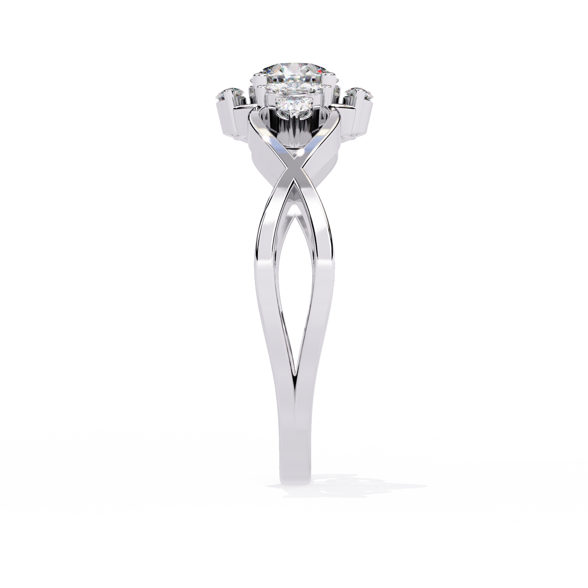 Vintage Marquise and Round Cut Diamond Unique Twisted Halo Style Dainty Cluster Proposer Ring - HIGHCARAT DIAMONDS