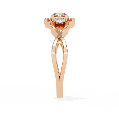 Vintage Marquise and Round Cut Diamond Unique Twisted Halo Style Dainty Cluster Proposer Ring - HIGHCARAT DIAMONDS