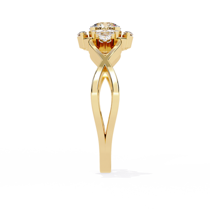 Vintage Marquise and Round Cut Diamond Unique Twisted Halo Style Dainty Cluster Proposer Ring - HIGHCARAT DIAMONDS