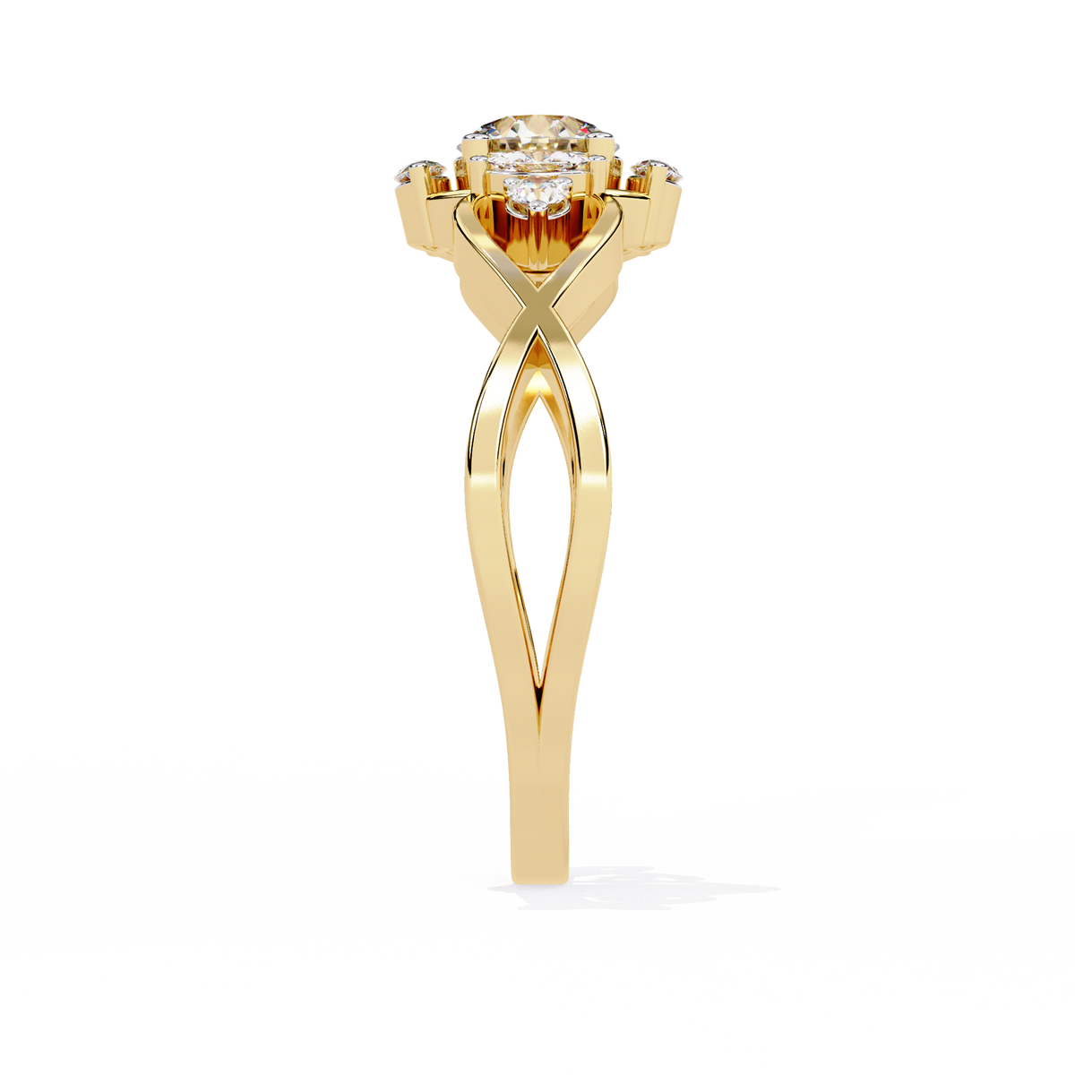 Vintage Marquise and Round Cut Diamond Unique Twisted Halo Style Dainty Cluster Proposer Ring - HIGHCARAT DIAMONDS