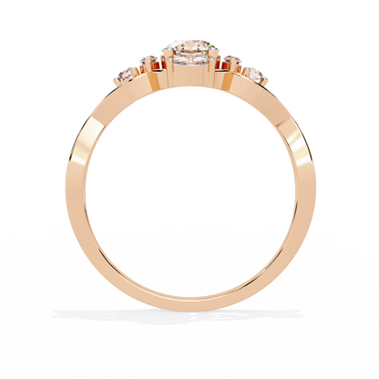 Vintage Marquise and Round Cut Diamond Unique Twisted Halo Style Dainty Cluster Proposer Ring - HIGHCARAT DIAMONDS