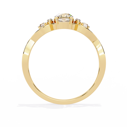 Vintage Marquise and Round Cut Diamond Unique Twisted Halo Style Dainty Cluster Proposer Ring - HIGHCARAT DIAMONDS