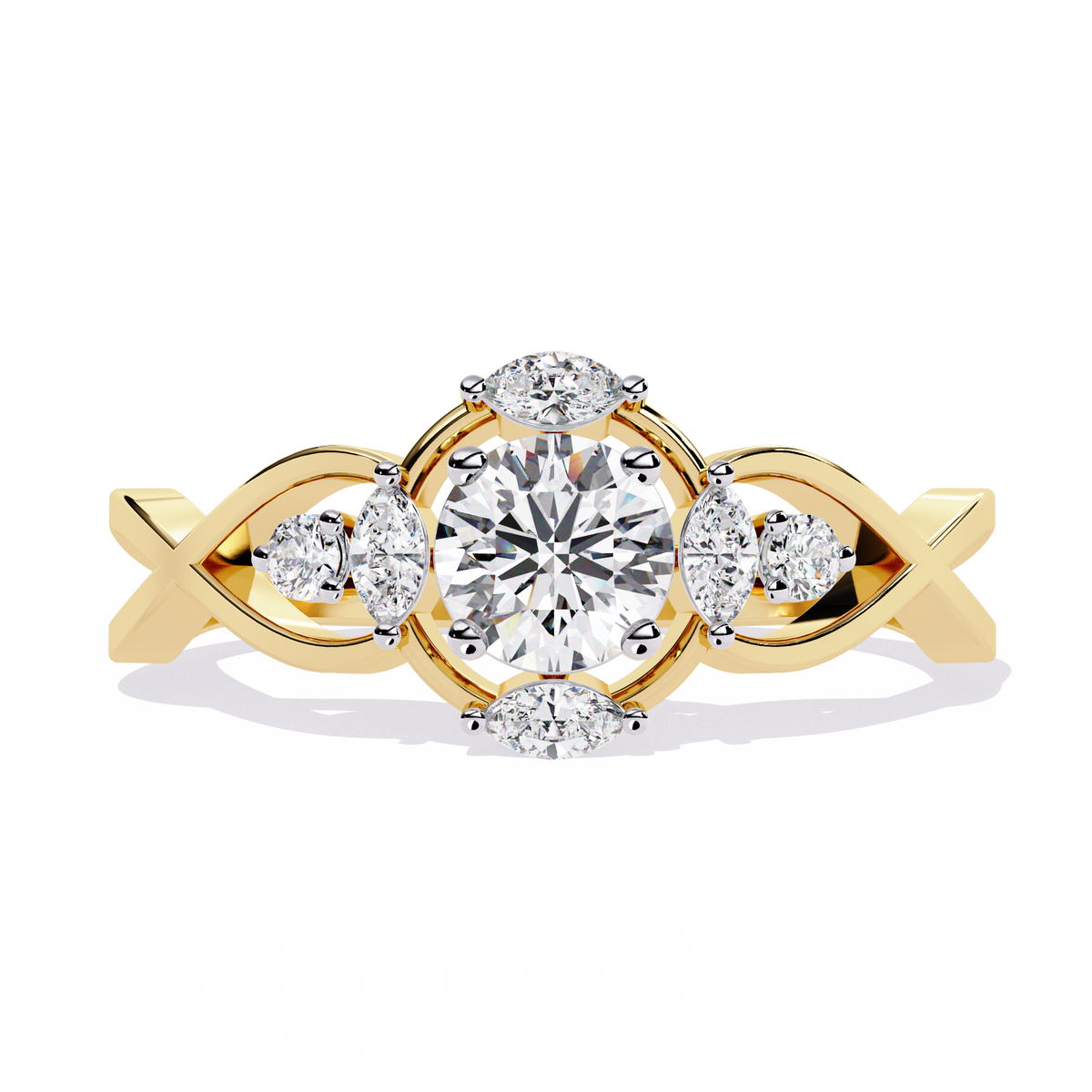 Vintage Marquise and Round Cut Diamond Unique Twisted Halo Style Dainty Cluster Proposer Ring - HIGHCARAT DIAMONDS
