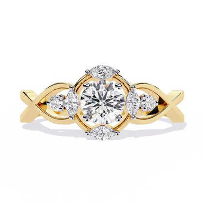 Vintage Marquise and Round Cut Diamond Unique Twisted Halo Style Dainty Cluster Proposer Ring - HIGHCARAT DIAMONDS