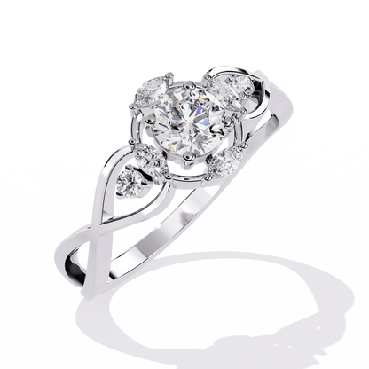 Vintage Marquise and Round Cut Diamond Unique Twisted Halo Style Dainty Cluster Proposer Ring - HIGHCARAT DIAMONDS