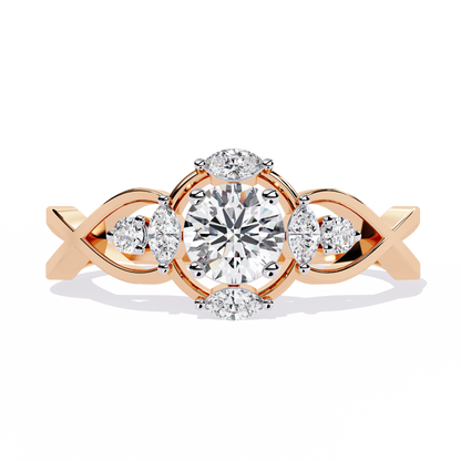 Vintage Marquise and Round Cut Diamond Unique Twisted Halo Style Dainty Cluster Proposer Ring - HIGHCARAT DIAMONDS