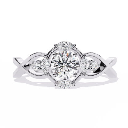 Vintage Marquise and Round Cut Diamond Unique Twisted Halo Style Dainty Cluster Proposer Ring - HIGHCARAT DIAMONDS