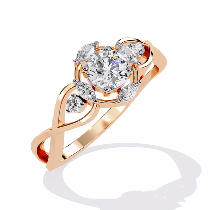 Vintage Marquise and Round Cut Diamond Unique Twisted Halo Style Dainty Cluster Proposer Ring - HIGHCARAT DIAMONDS