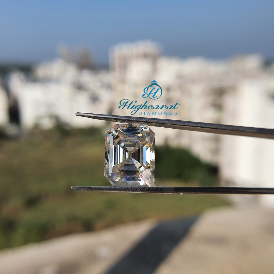 Loose Vintage Asscher Diamond showcasing structured step cut details and polished finish