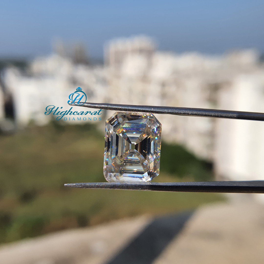 Old Mine Asscher Cut Lab Grown Diamond with vintage inspired faceting and clean reflections