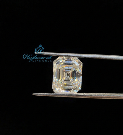 Vintage Old Mine Asscher Cut Lab Grown Diamond featuring broad step facets and square geometry