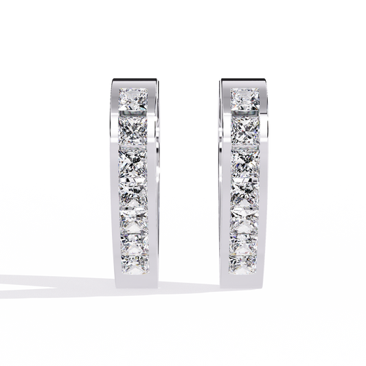 Vintage Princess Cut Top Grade Diamond Elegant Minimalist Stunning Handmade Hoop Party Wear Earring For Her - HIGHCARAT DIAMONDS