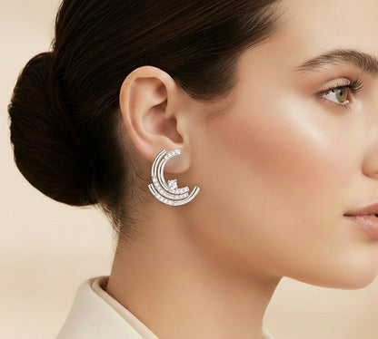 Antique Push Back Diamond Earrings Alternate Perspective View