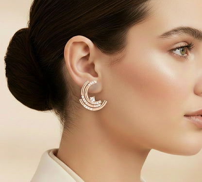 Vintage Diamond Push Back Earrings Angled Product View
