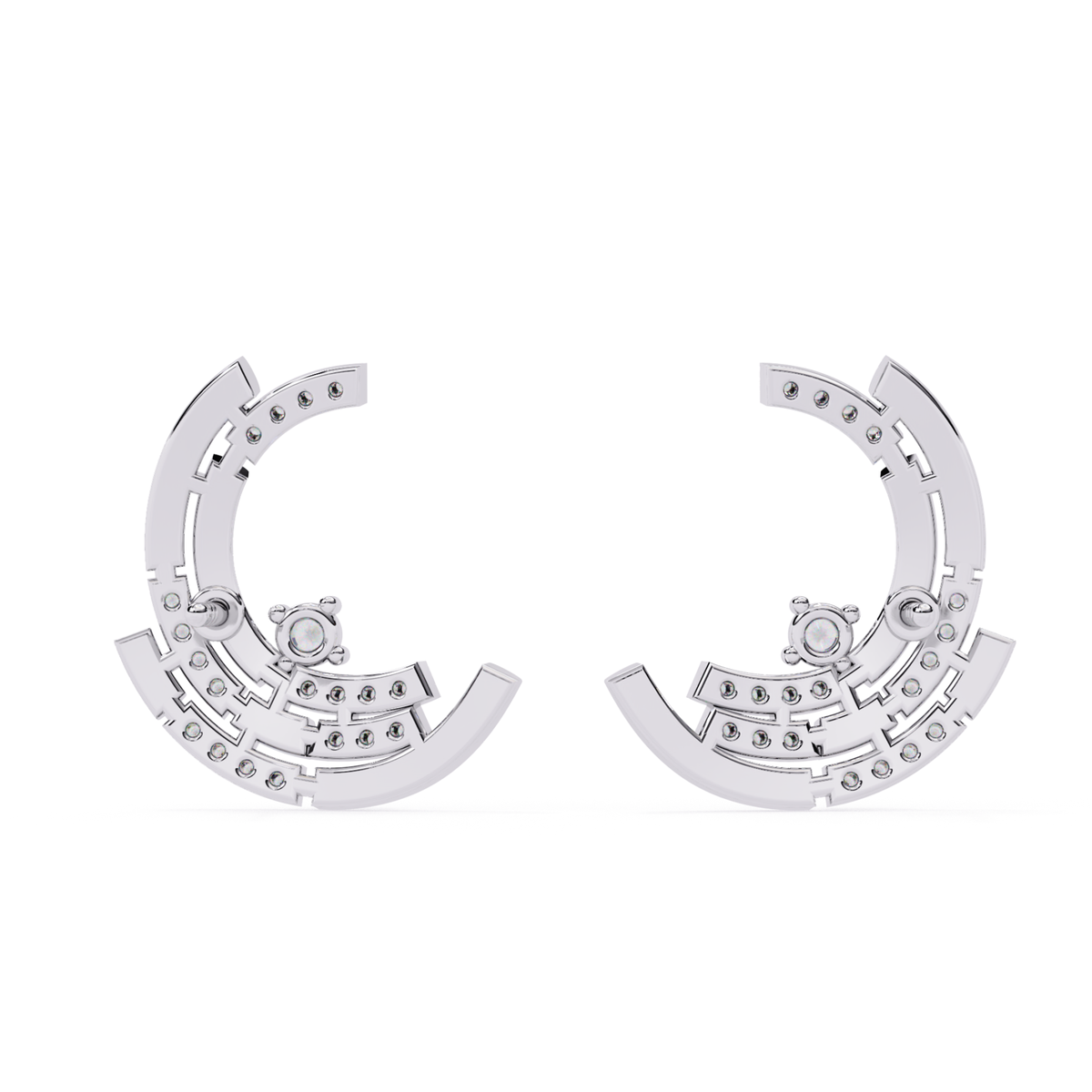 Vintage Round Cut Diamond Antique Push Back Earrings - HIGHCARAT DIAMONDS