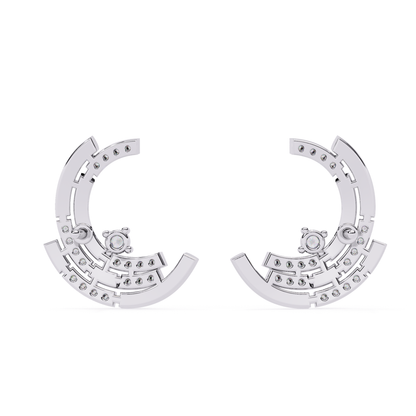 Antique Round Cut Diamond Earrings Top View with Detailed Facets