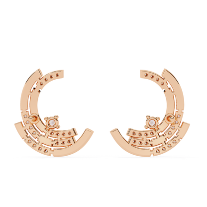 Vintage Round Diamond Push Back Earrings Side Angle View