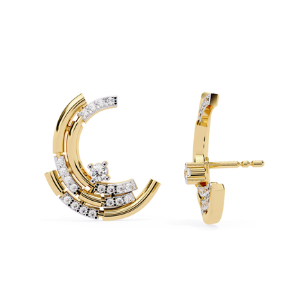 Vintage Round Cut Diamond Antique Push Back Earrings - HIGHCARAT DIAMONDS