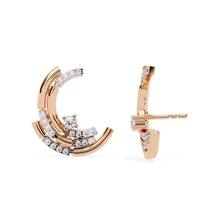 Vintage Round Cut Diamond Antique Push Back Earrings - HIGHCARAT DIAMONDS