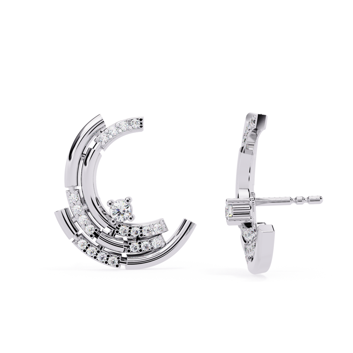 Vintage Round Cut Diamond Antique Push Back Earrings - HIGHCARAT DIAMONDS