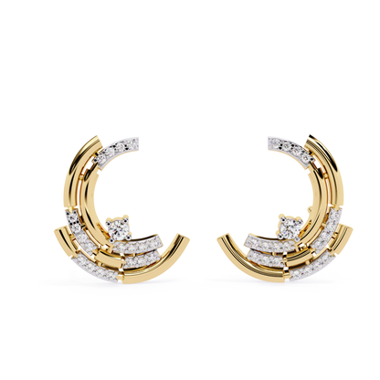 Vintage Round Cut Diamond Antique Push Back Earrings - HIGHCARAT DIAMONDS