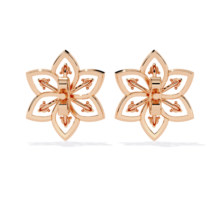 Vintage Round Diamond Earrings Angled Perspective