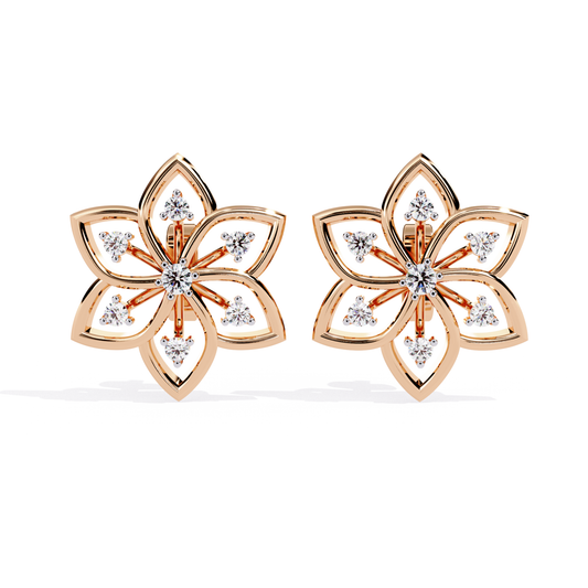 Round Cut Lab Grown Diamond Art Deco Earrings Close-Up Detail
