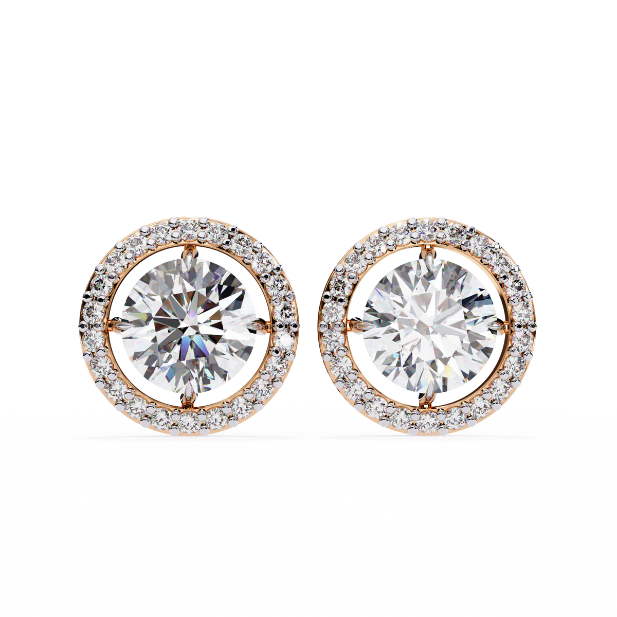 Vintage Round Cut Lab Grown Diamond Halo Style Statement Perfect Party Wear Stud Earring For Gift - HIGHCARAT DIAMONDS