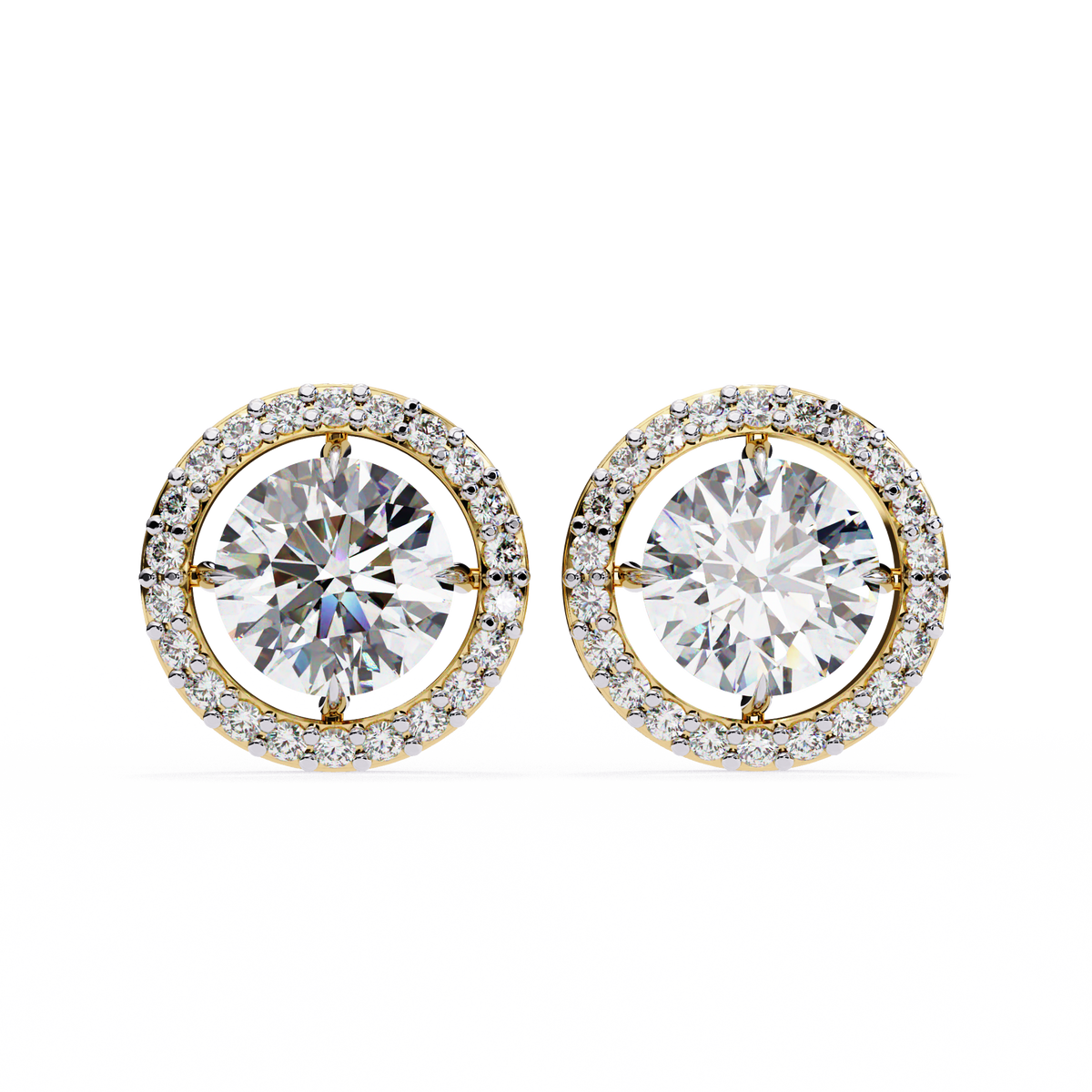 Vintage Round Cut Lab Grown Diamond Halo Style Statement Perfect Party Wear Stud Earring For Gift - HIGHCARAT DIAMONDS
