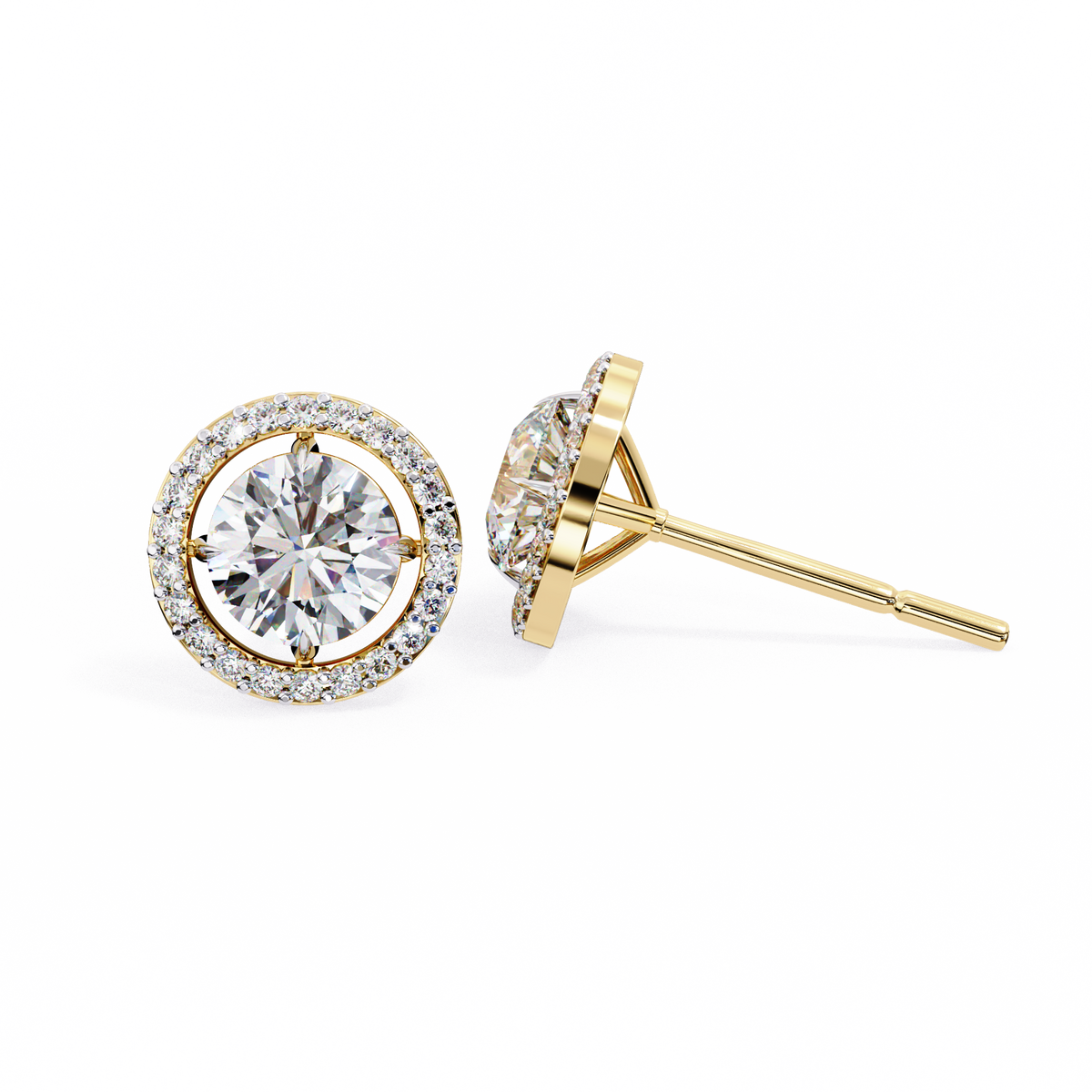 Vintage Round Cut Lab Grown Diamond Halo Style Statement Perfect Party Wear Stud Earring For Gift - HIGHCARAT DIAMONDS