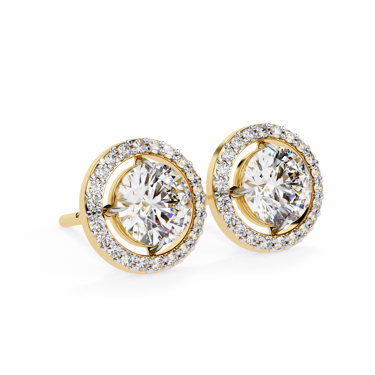 Vintage Round Cut Lab Grown Diamond Halo Style Statement Perfect Party Wear Stud Earring For Gift - HIGHCARAT DIAMONDS