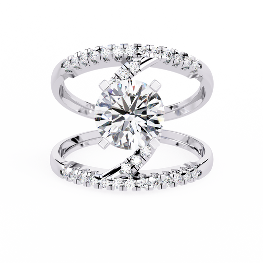 White Colorless 2.38CT Round Cut Diamond Statement Cluster Elegant Vintage-Inspired Perfect Engagement Ring - HIGHCARAT DIAMONDS