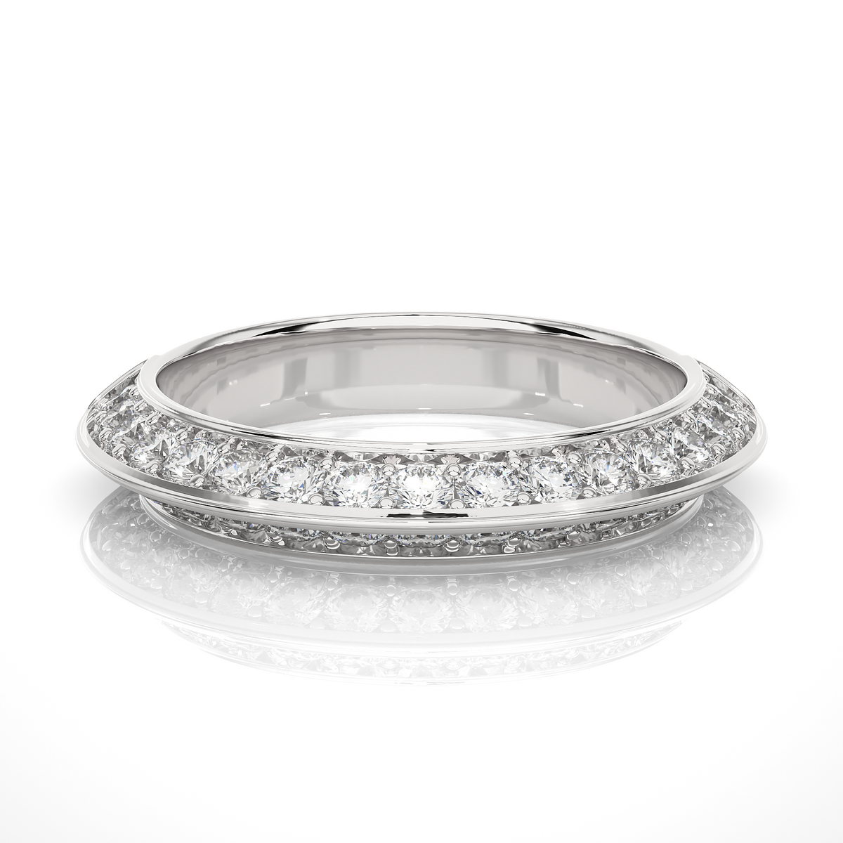 White Gold Diamond Eternity Band Ring Full Pave Set Brilliant Round-Cut Diamond Luxury Wedding or Anniversary Ring for Women - HIGHCARAT DIAMONDS