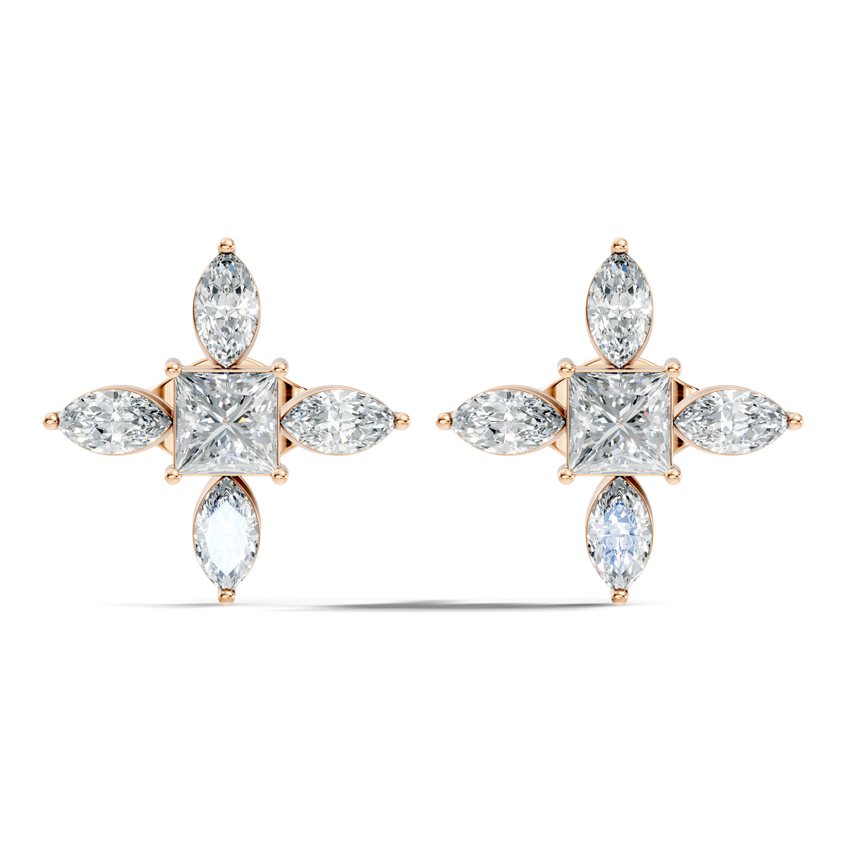Princess & Marquise Cut 1.90 Ct Lab grown Diamond New Arrival Shinning Sparkle Diamond Earrings For Daily Wear - HIGHCARAT DIAMONDS