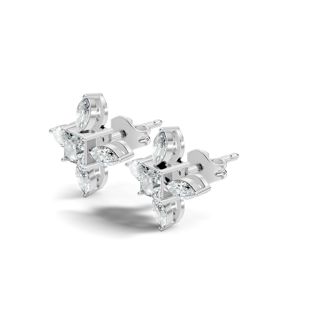 Princess & Marquise Cut 1.90 Ct Lab grown Diamond New Arrival Shinning Sparkle Diamond Earrings For Daily Wear - HIGHCARAT DIAMONDS