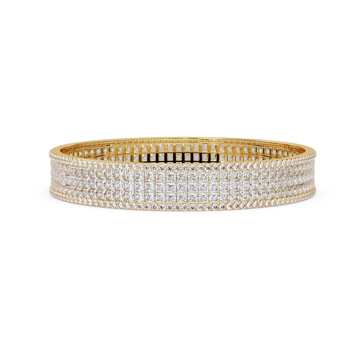 Wide Princess Cut Lab Grown Diamond Bangle Bracelet - HIGHCARAT DIAMONDS