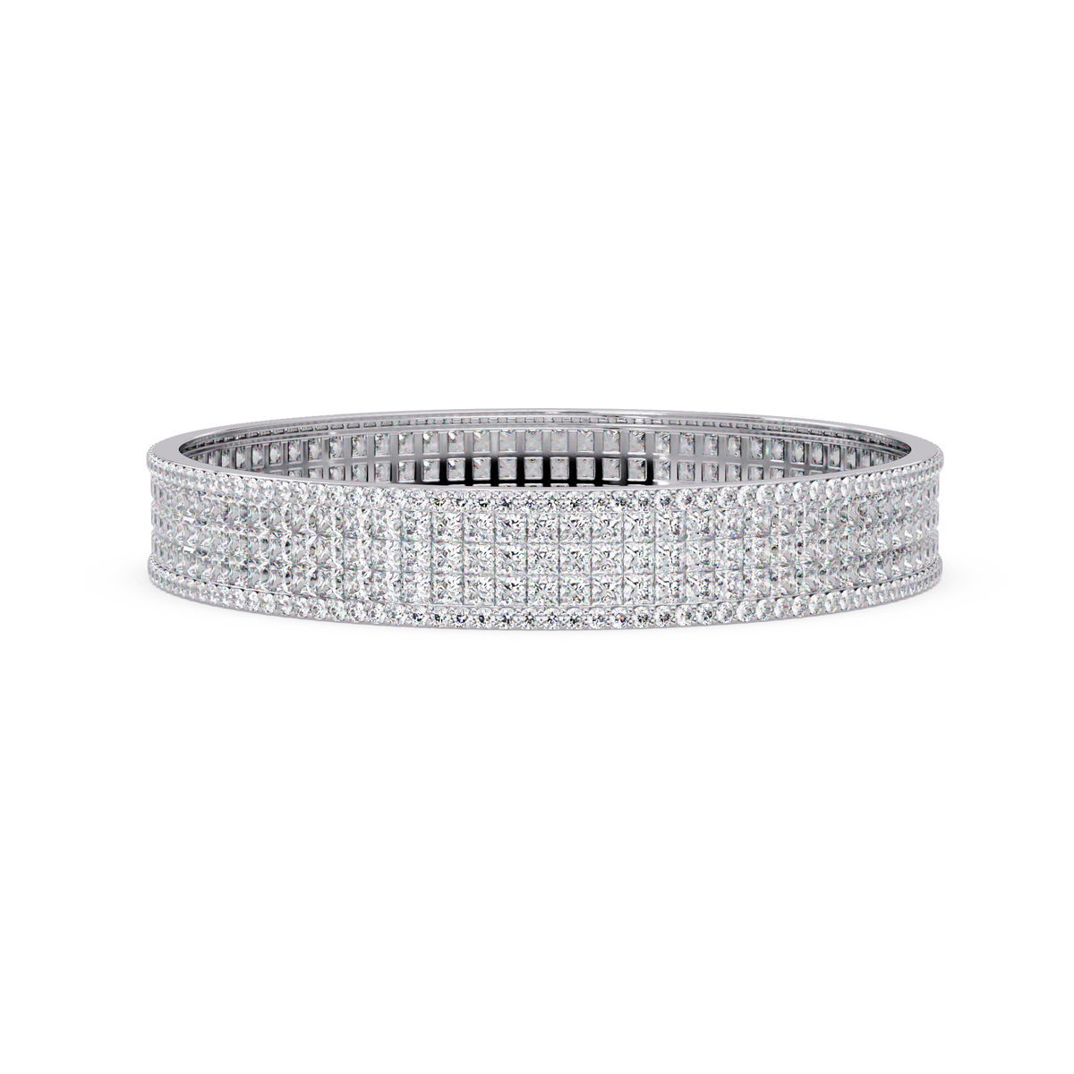 Wide Princess Cut Lab Grown Diamond Bangle Bracelet - HIGHCARAT DIAMONDS
