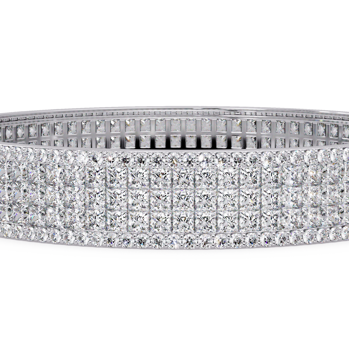 Wide Princess Cut Lab Grown Diamond Bangle Bracelet - HIGHCARAT DIAMONDS