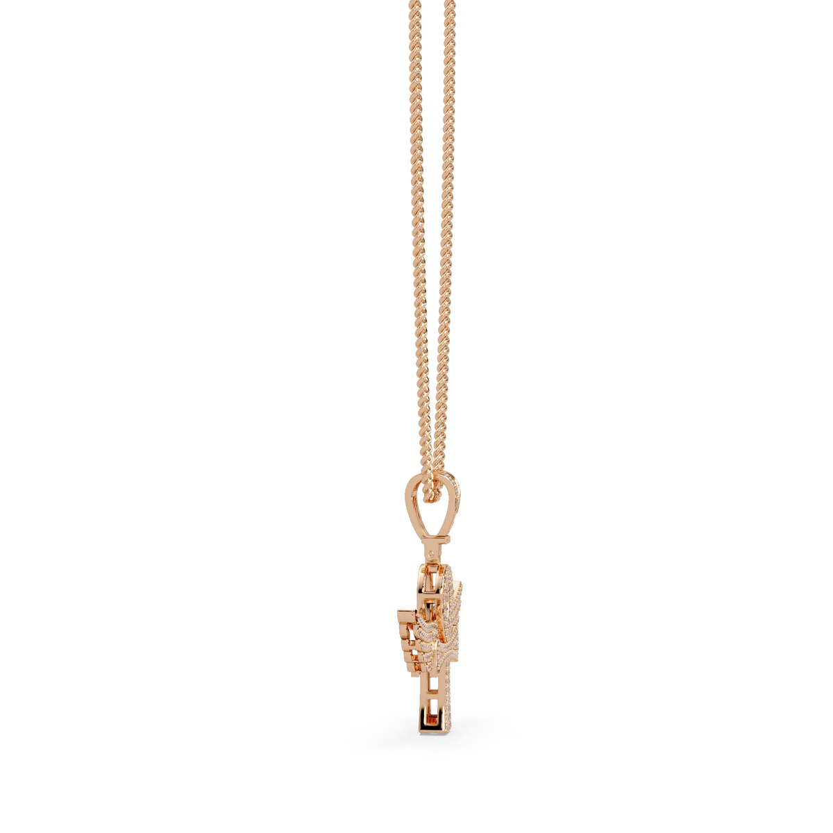 Winged Ankh Lab Grown Diamond Pendant Necklace - HIGHCARAT DIAMONDS
