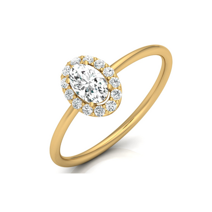 Women Oval Cut Lab Grown Diamond Halo Solitaire Ring - HIGHCARAT DIAMONDS
